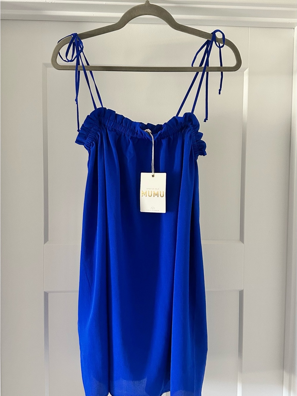 Show Me Your Mumu Angel Tie Strap Mini Dress Royal Blue - XS (New With Tags)